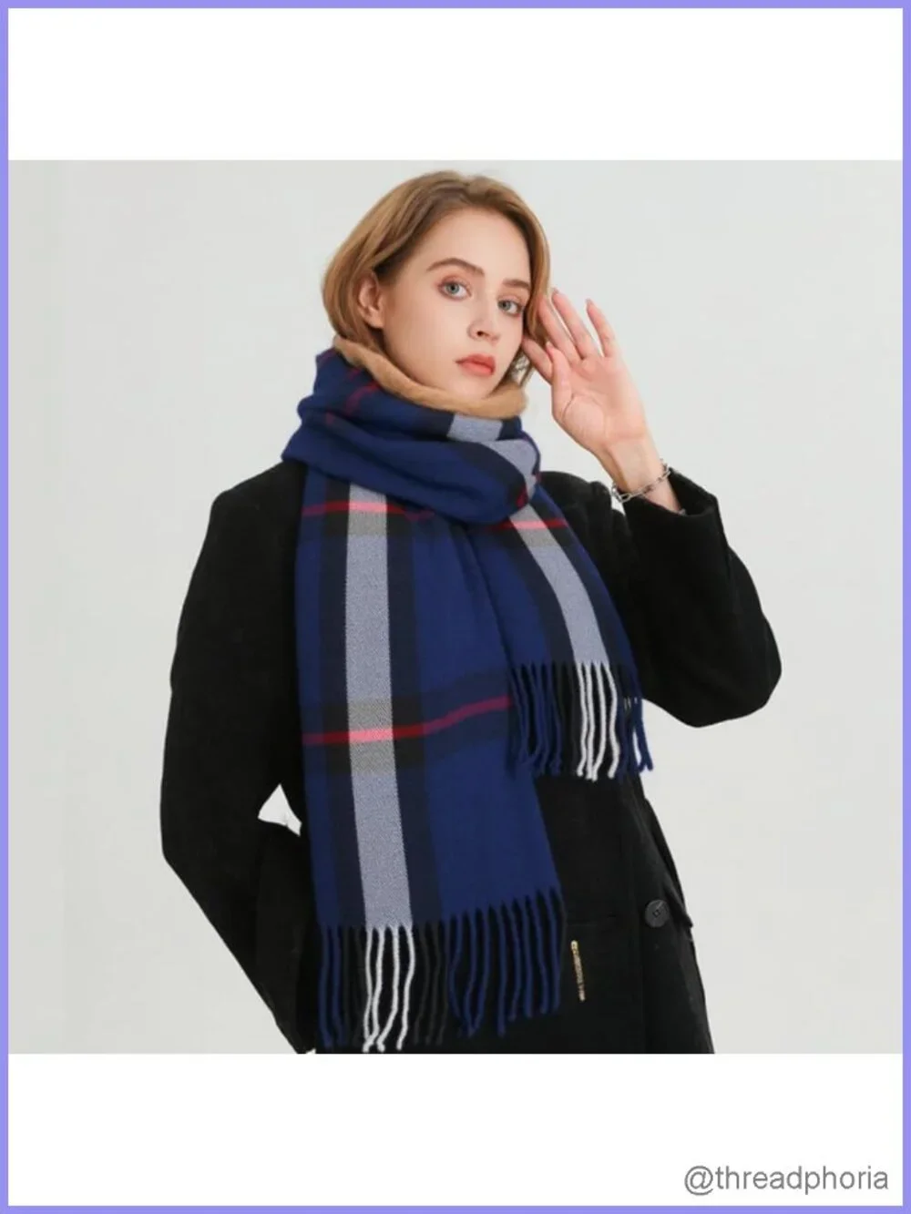 Cashmere Feel Polyester Plaid Pashmina Scarf Shawl Wrap Winter